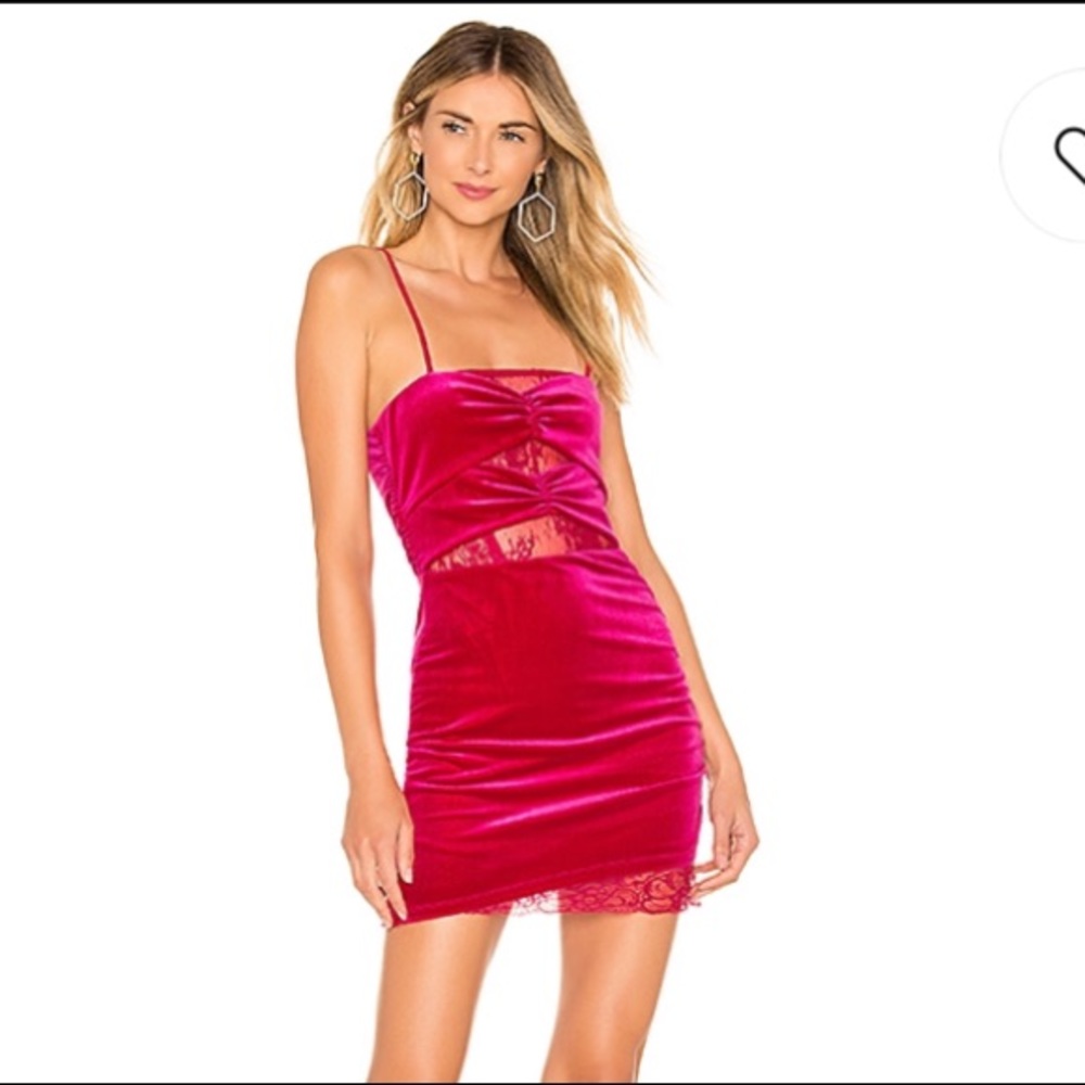Pink velvet mini dress